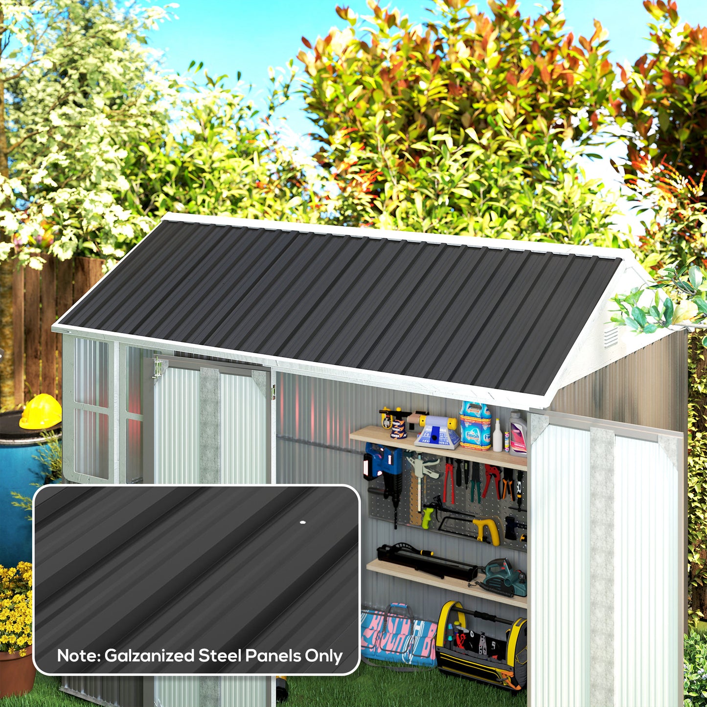 Set of 12 Corrugated Steel Roof Sheet Panels