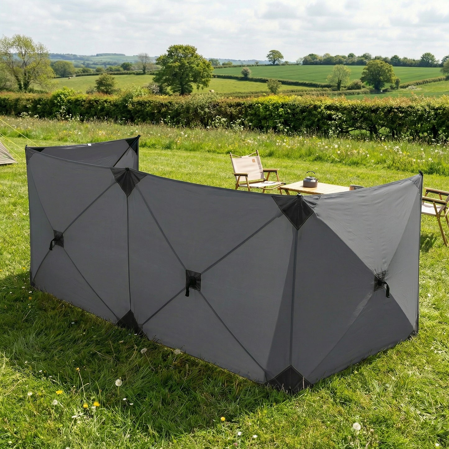 Camping Windbreak Pop Up Windbreaker Blocker with Ropes Pegs