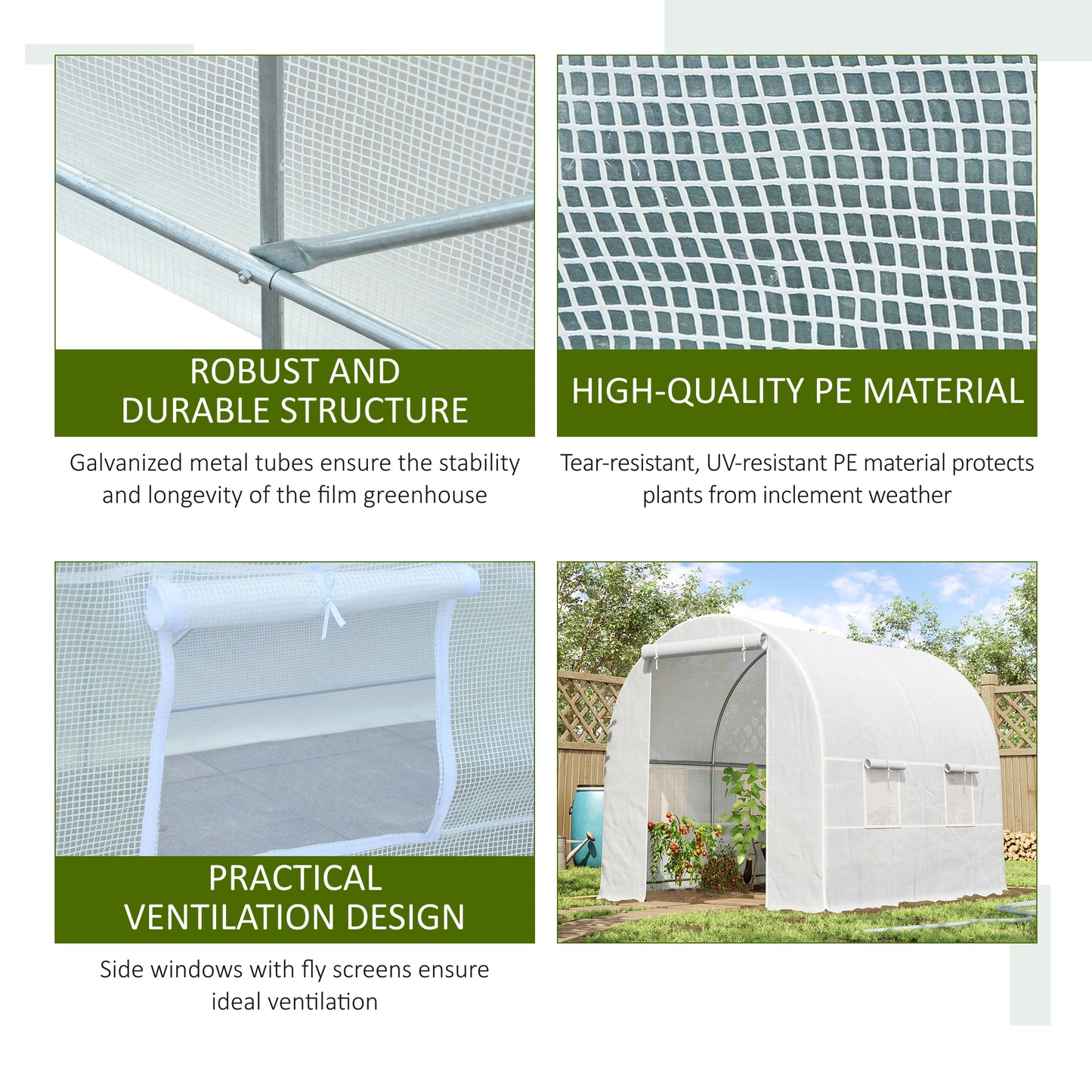 2.5 x 2 x 2 m Polytunnel Greenhouse