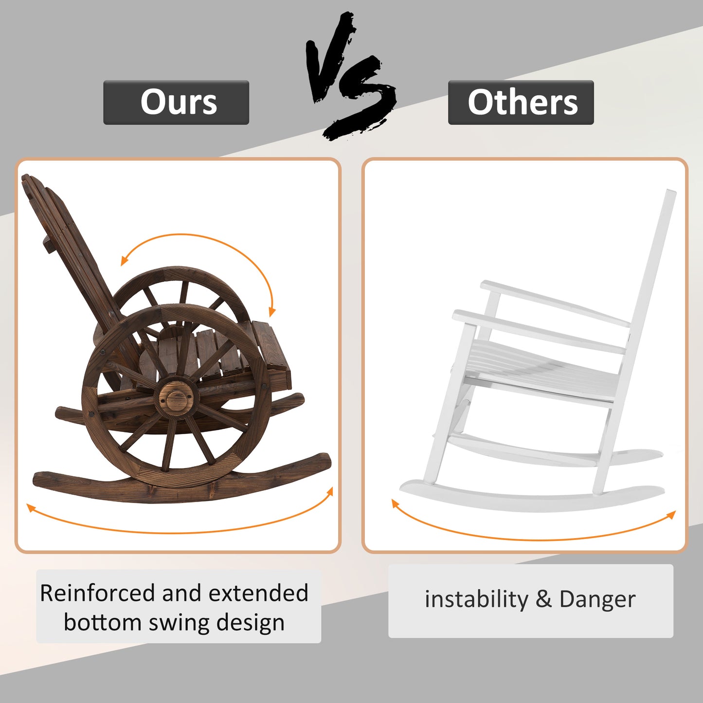 Wooden Adirondack  Rocking Chair Reclining Armchair Outdoor Garden