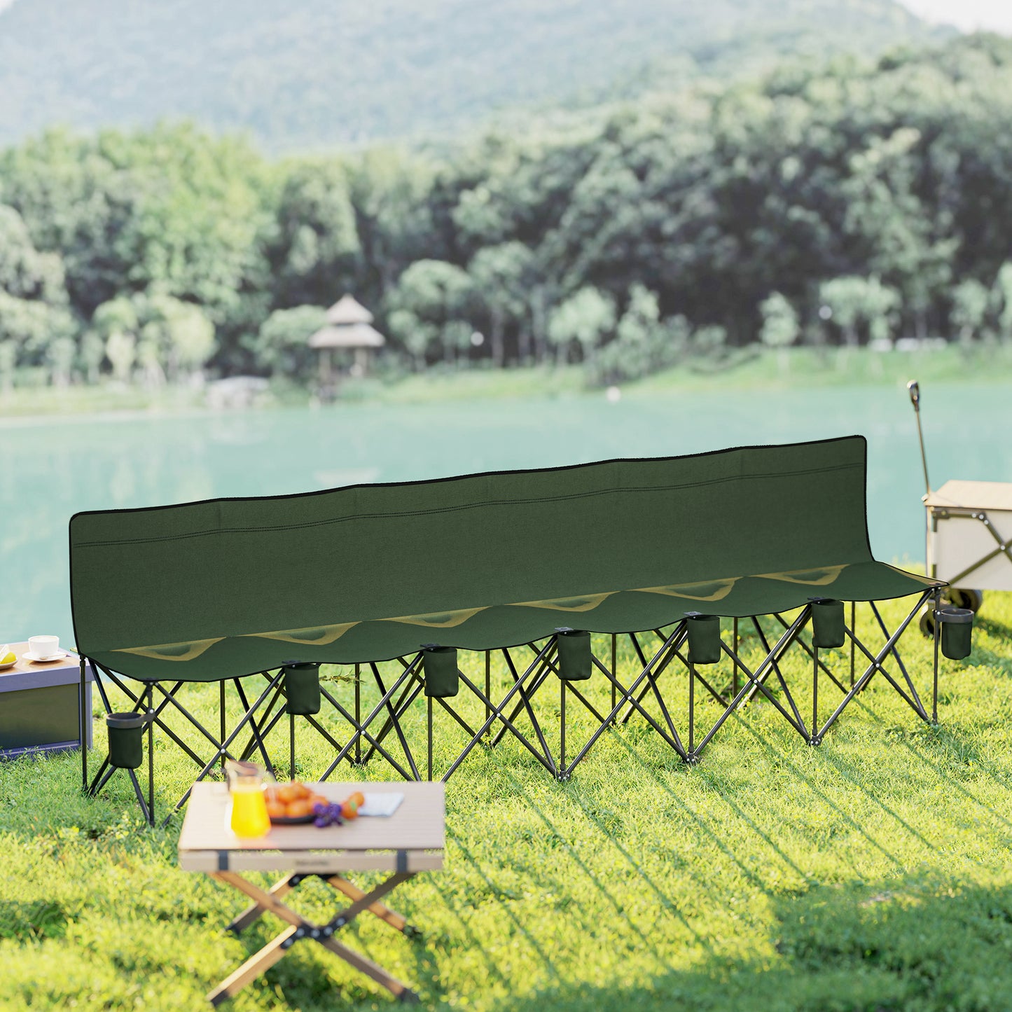 6 Seater Folding Camping Chair with Cup Holder & Carry Bag