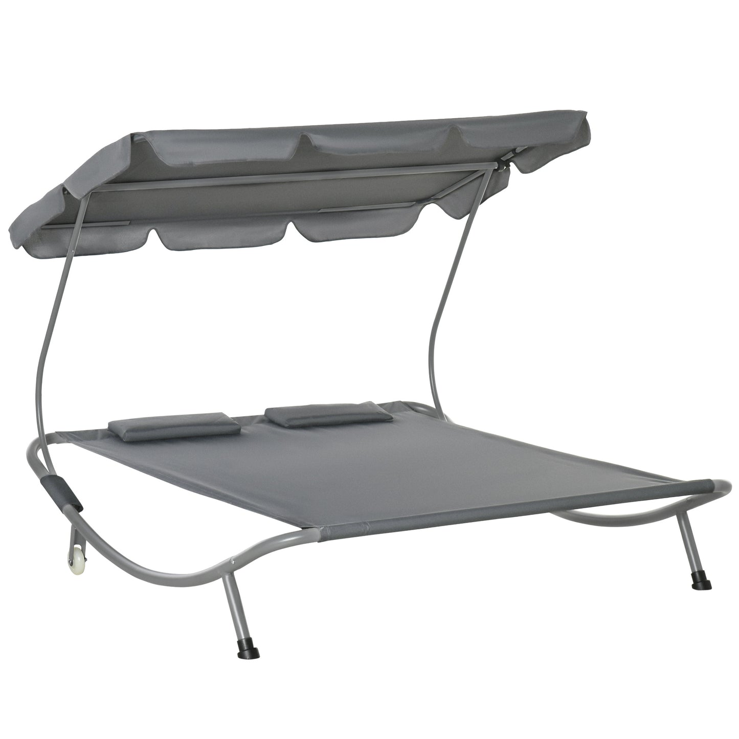 Double Sun Lounger with Adjustable Detachable Canopy