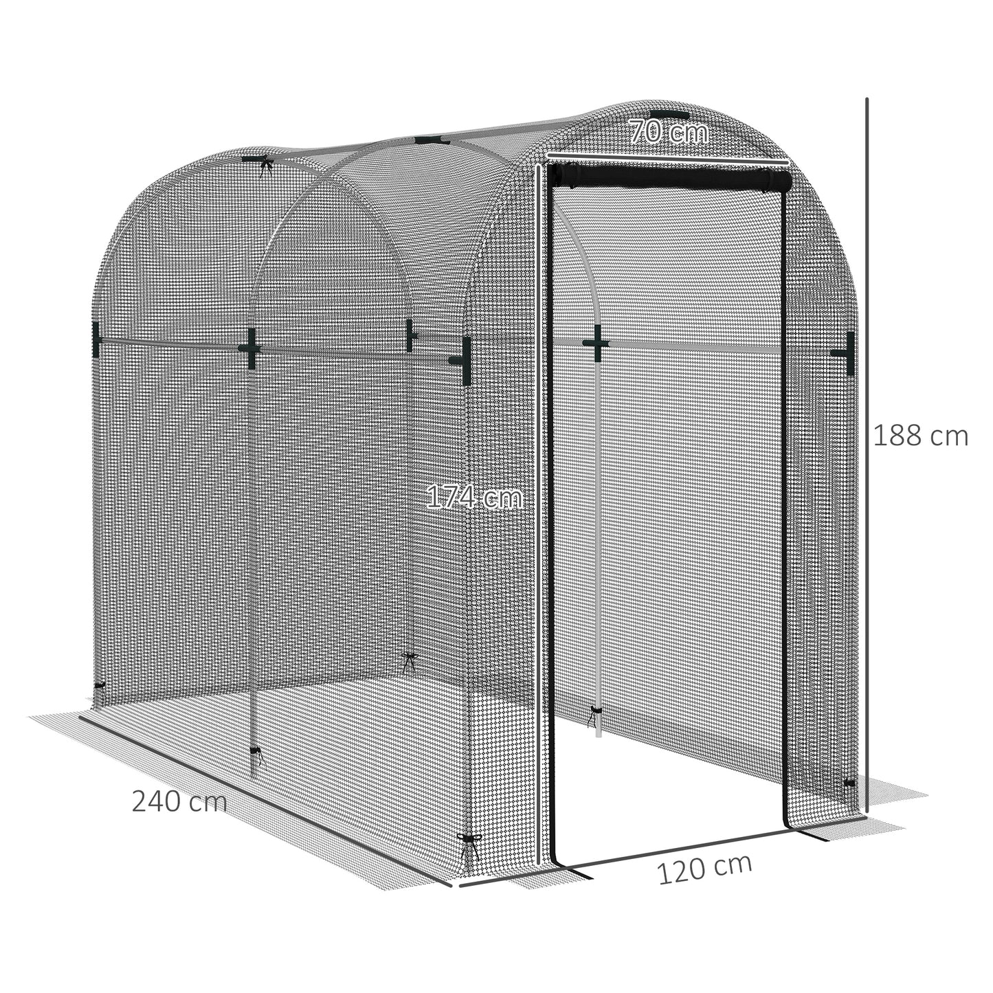 Galvanised Steel Fruit Cage, Plant Protection Tent with Zipped Door