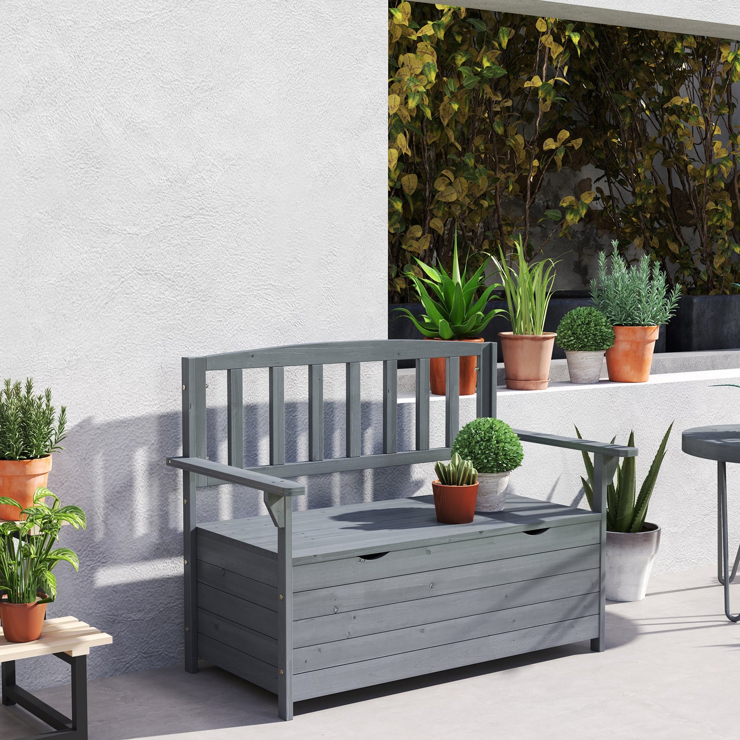 Two-Seater Garden Storage Bench