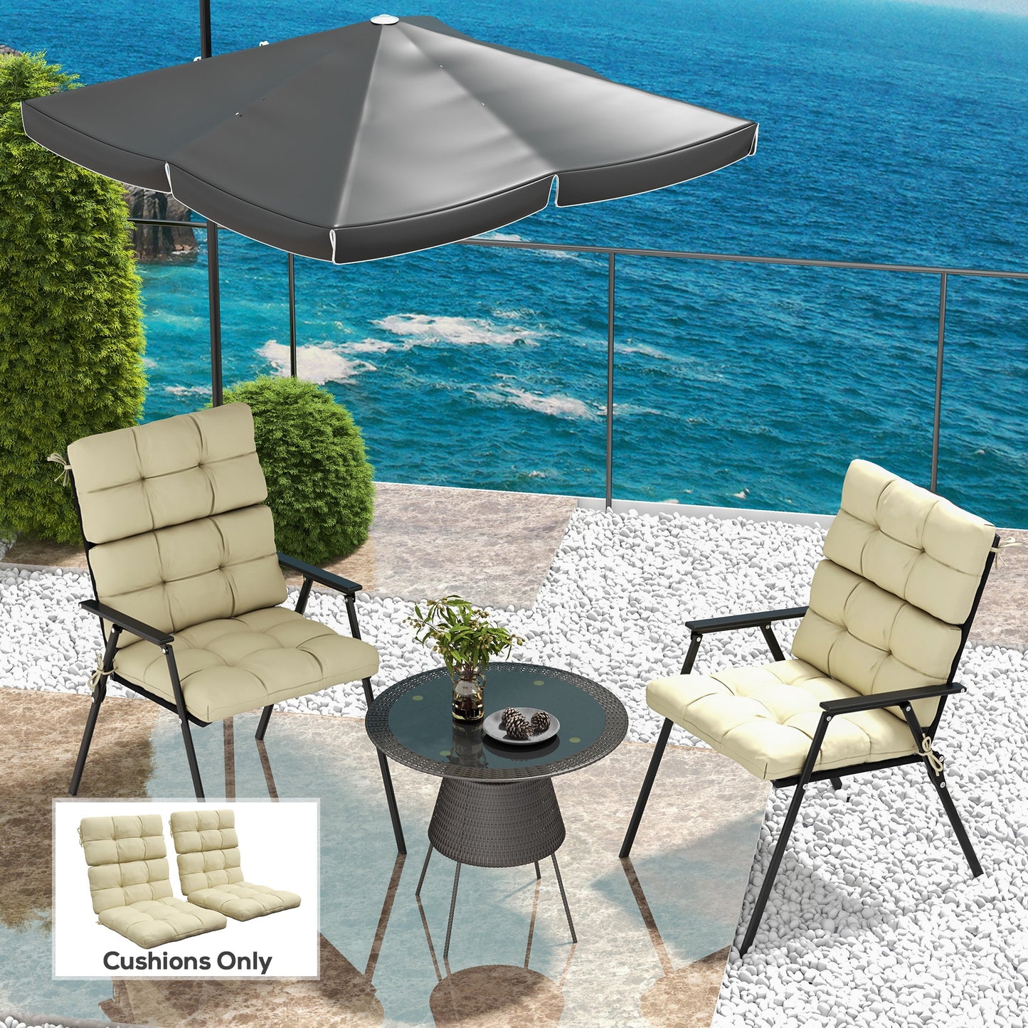 2-Piece Seat Cushion Replacement with Backrest (2)