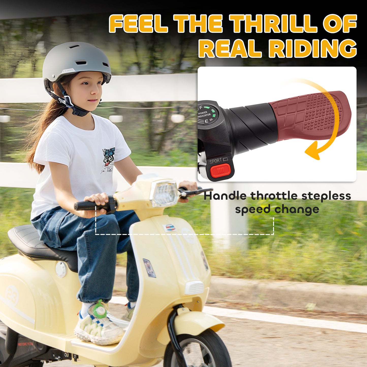 24V Kids Electric Motorbike, Ride on Motorcycle with Manual Throttle