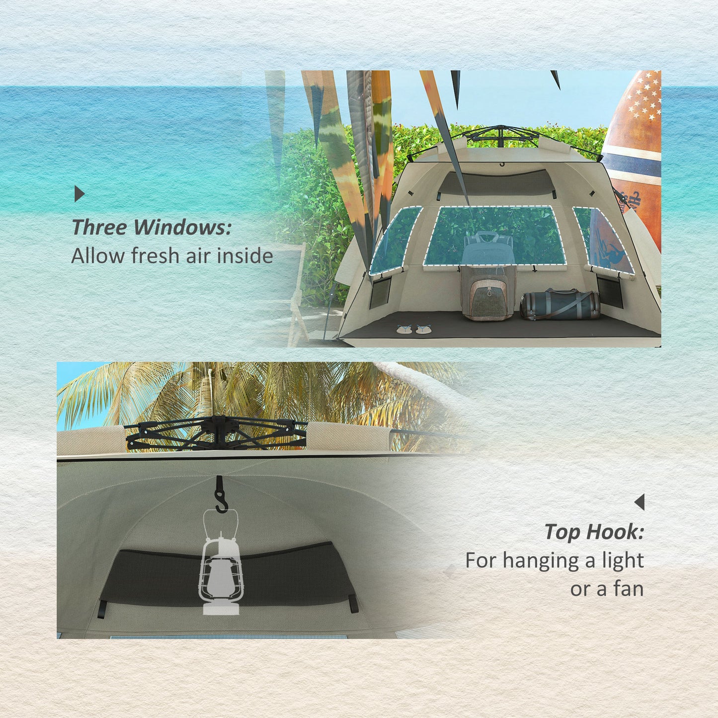 Three-Man UPF15+ Beach Tent, with Extended Floor