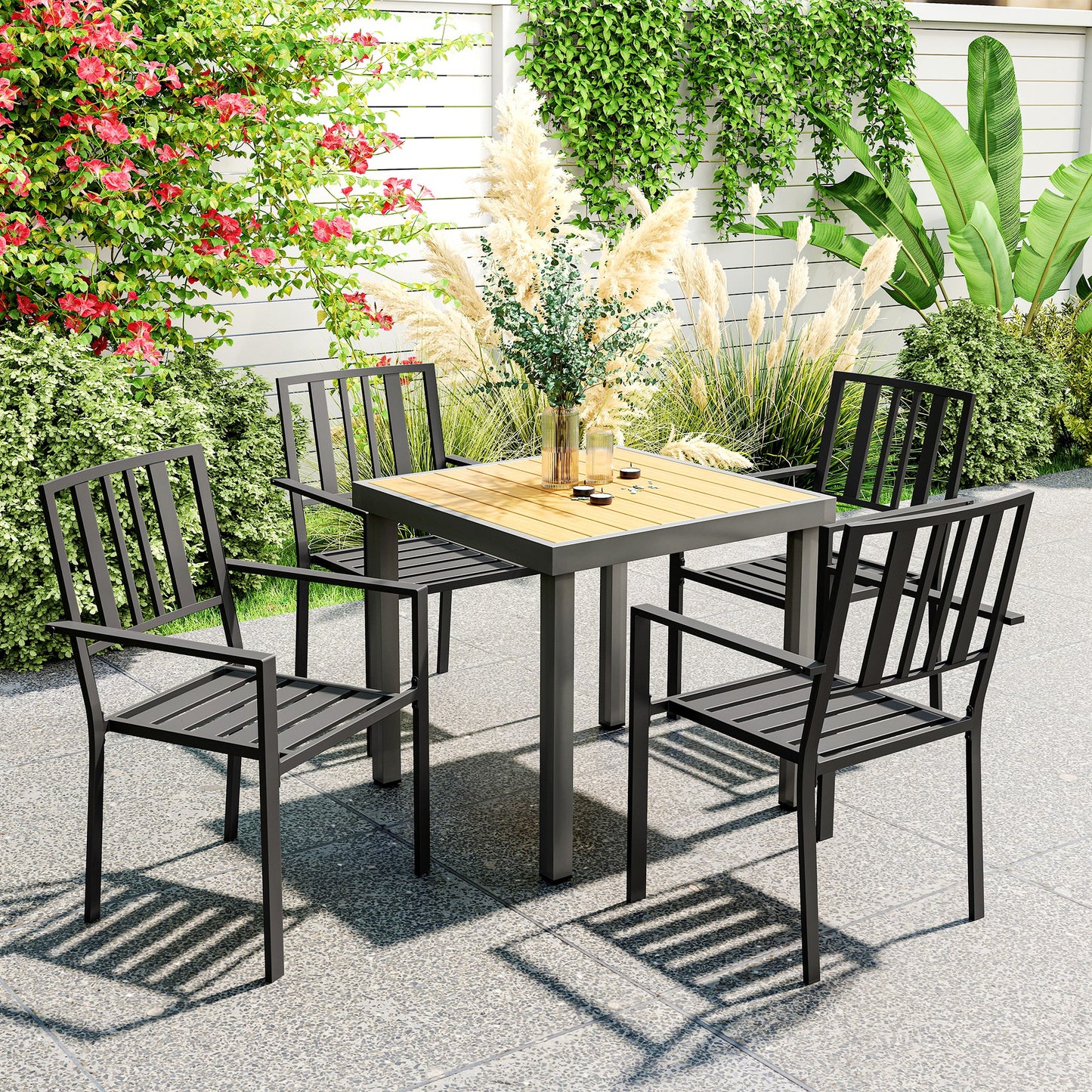 Set of Four Minimal Metal Garden Chairs