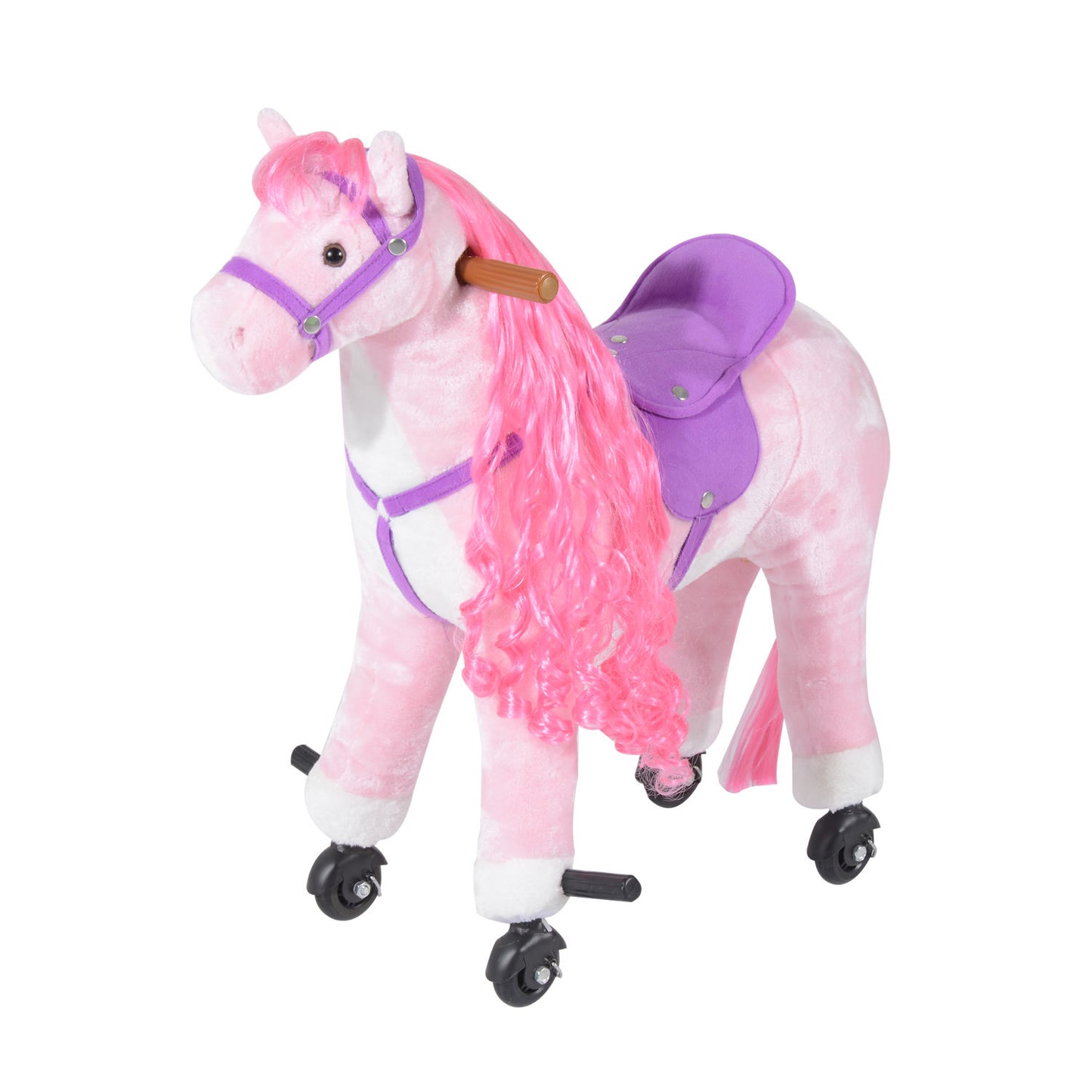 Plush Walking Horse Ride On Toy with Wheels