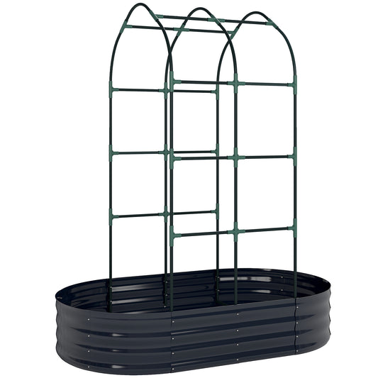 Galvanised Raised Garden Bed with Arched Trellis