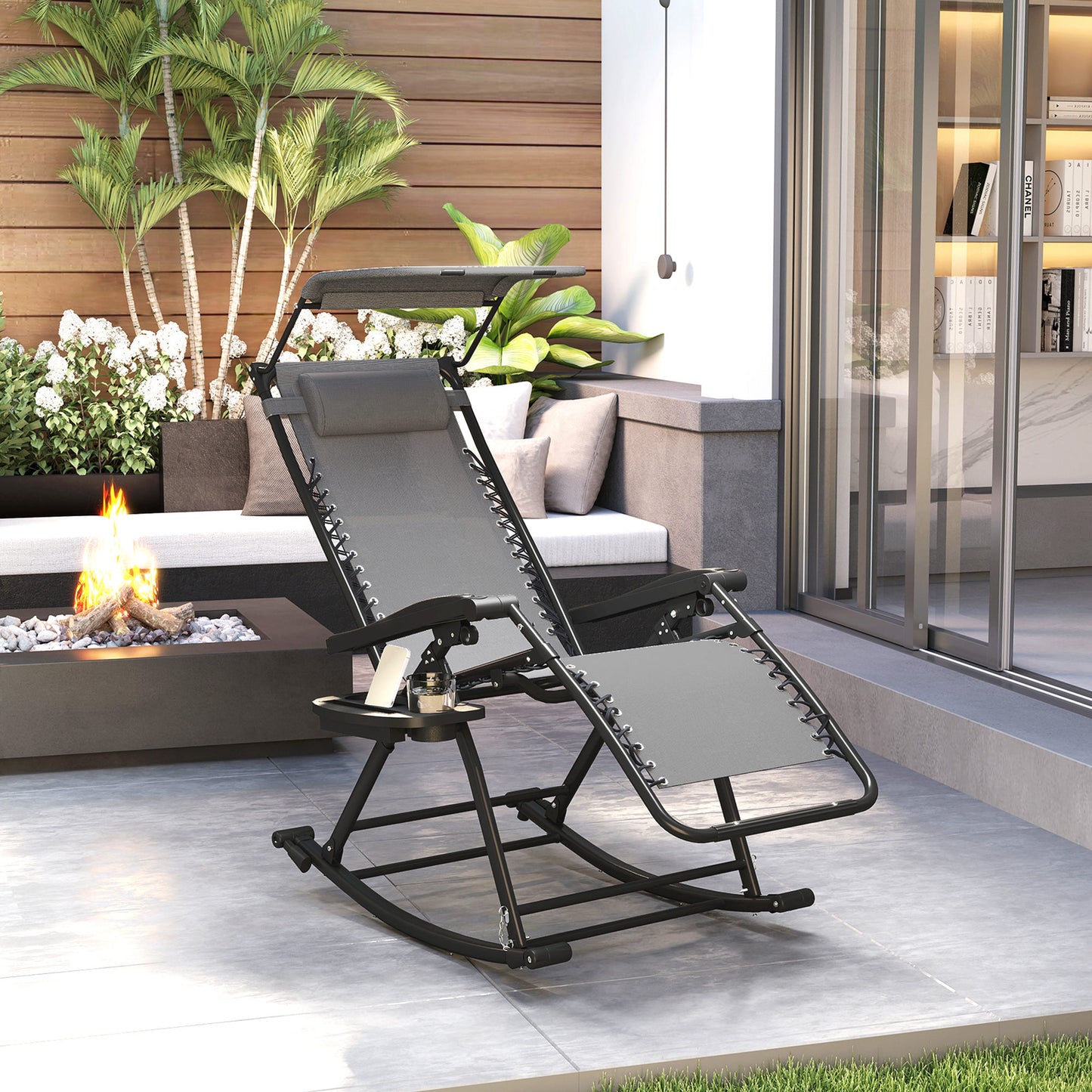 Garden Rocking Chair Folding Recliner Outdoor Adjustable Sun