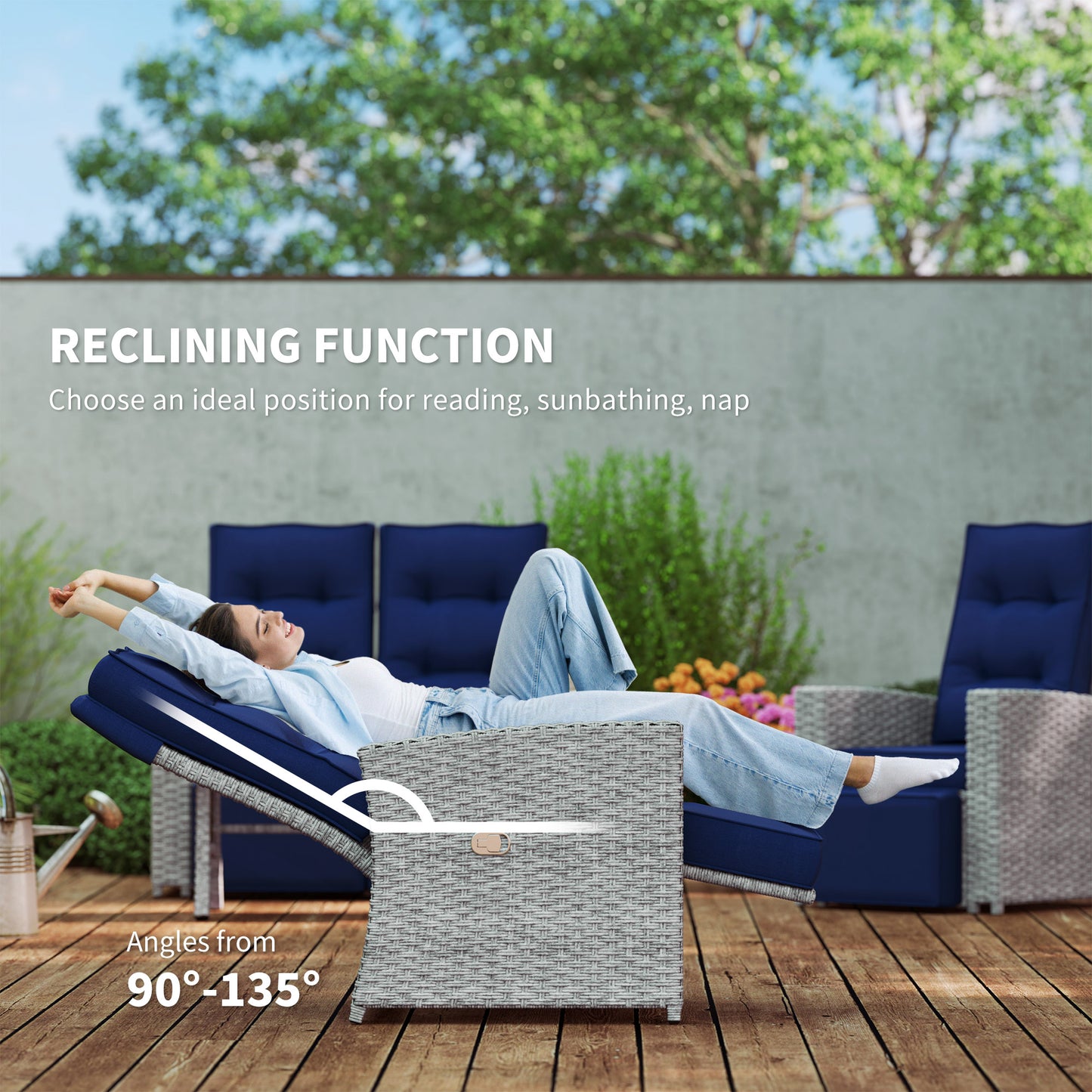 4 Piece Rattan Garden Furniture Set Outdoor Sofa Sectional Set