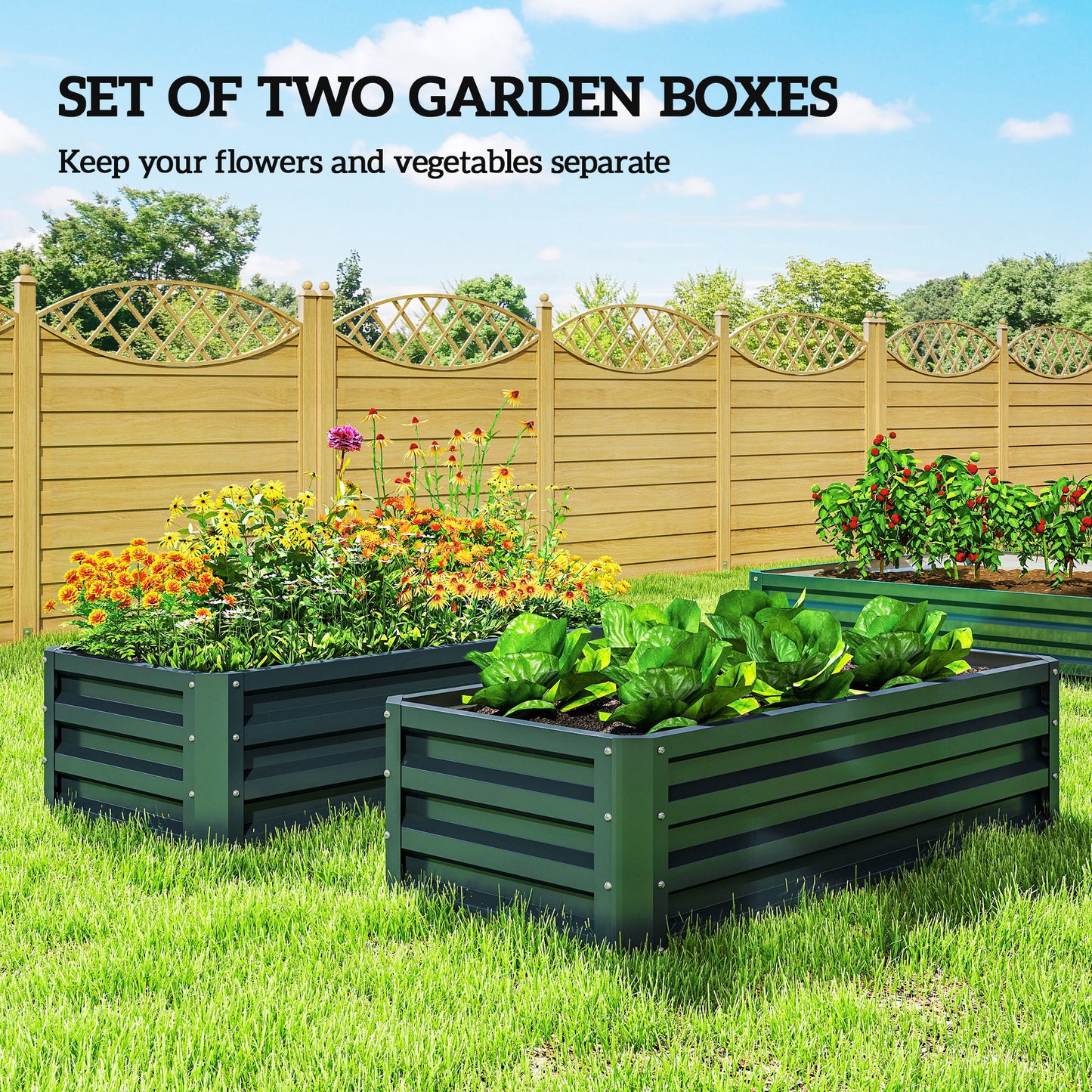 Set of Two 110 x 65cm Steel Planter Boxes