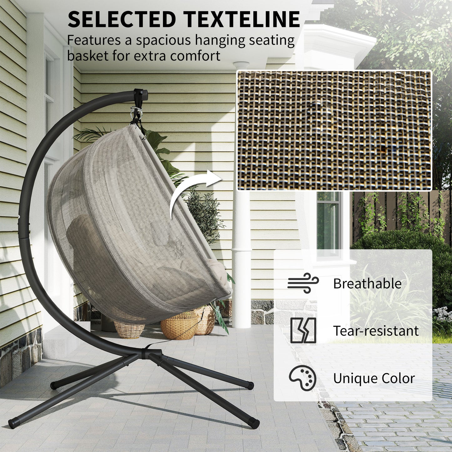 Double Hanging Egg Chair 2 Seaters Texteline Swing Hammock Chair