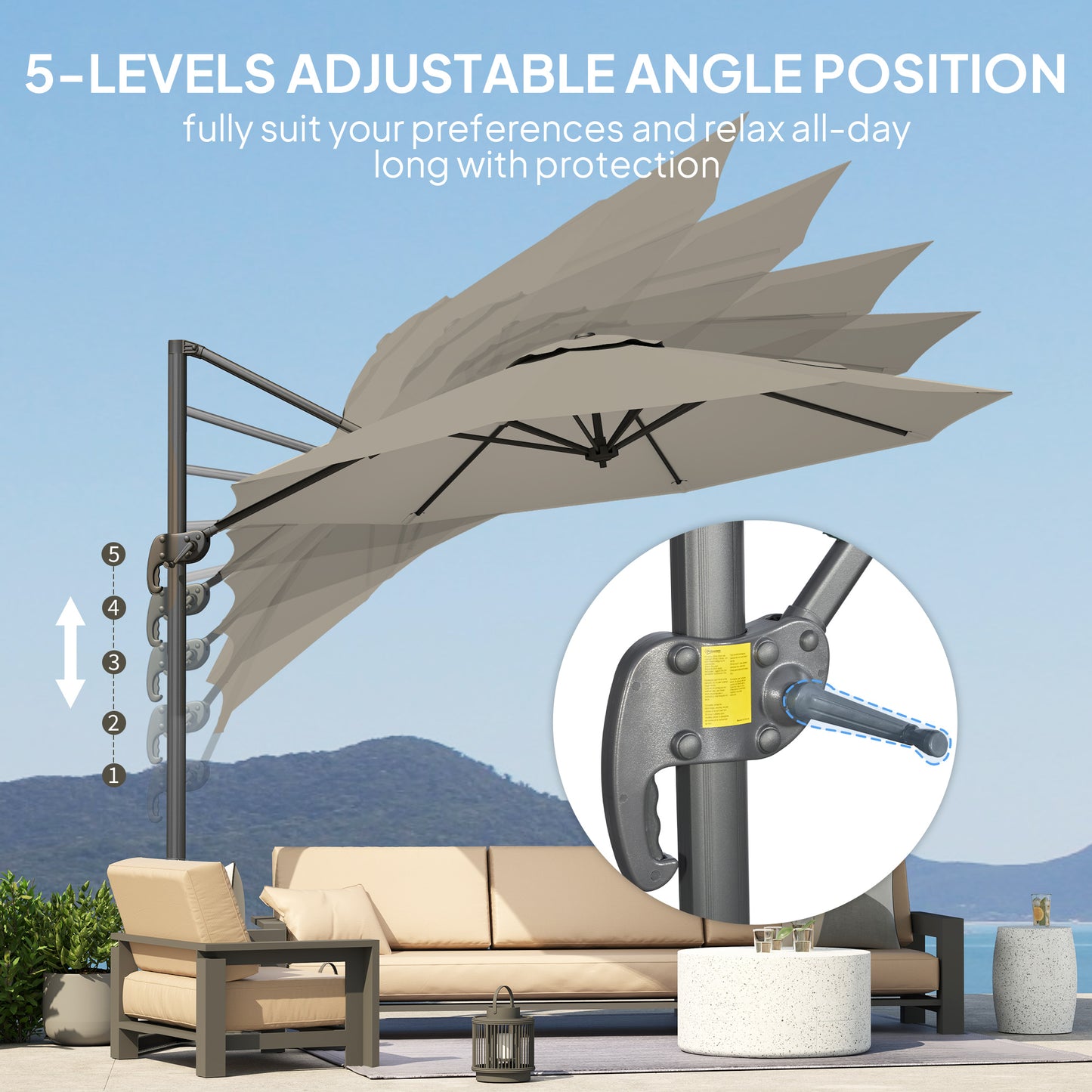3 m Five-Angle Cantilever Parasol