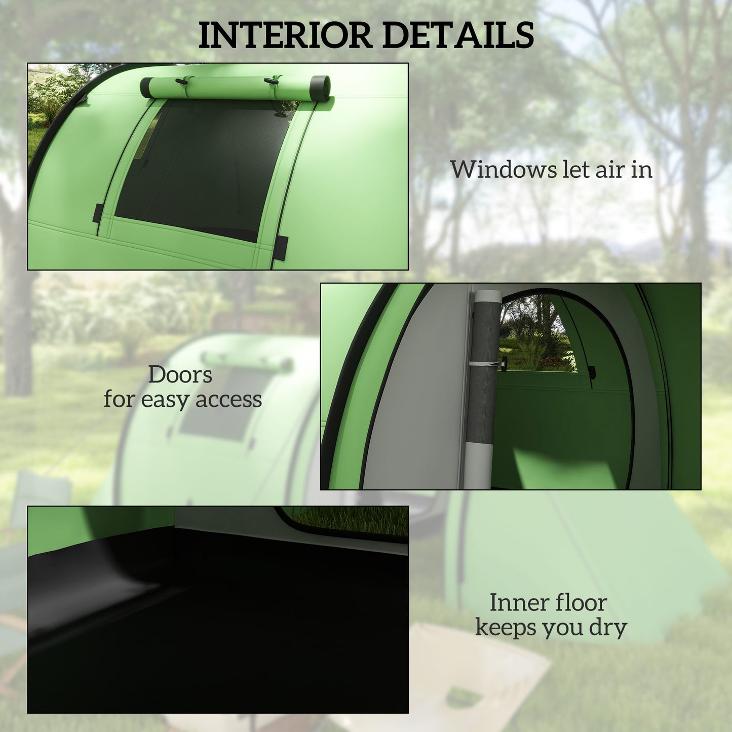 Four Man Duo Room Tunnel Tent, with Accessories