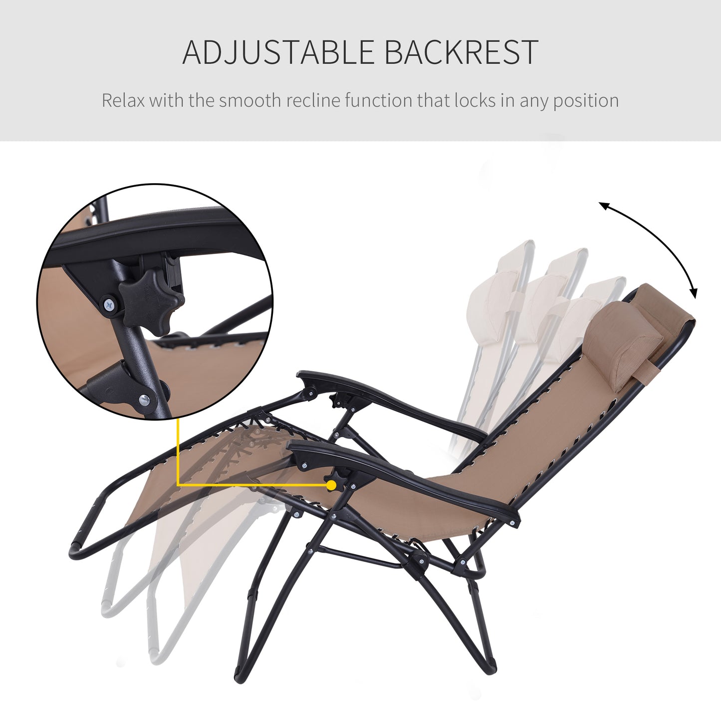 Zero Gravity Chair Metal Frame Texteline Armchair Outdoor Folding