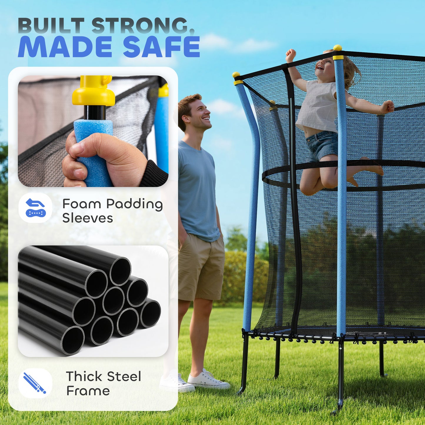 Kids Trampoline Mini Bouncer with Enclosure Safety Net