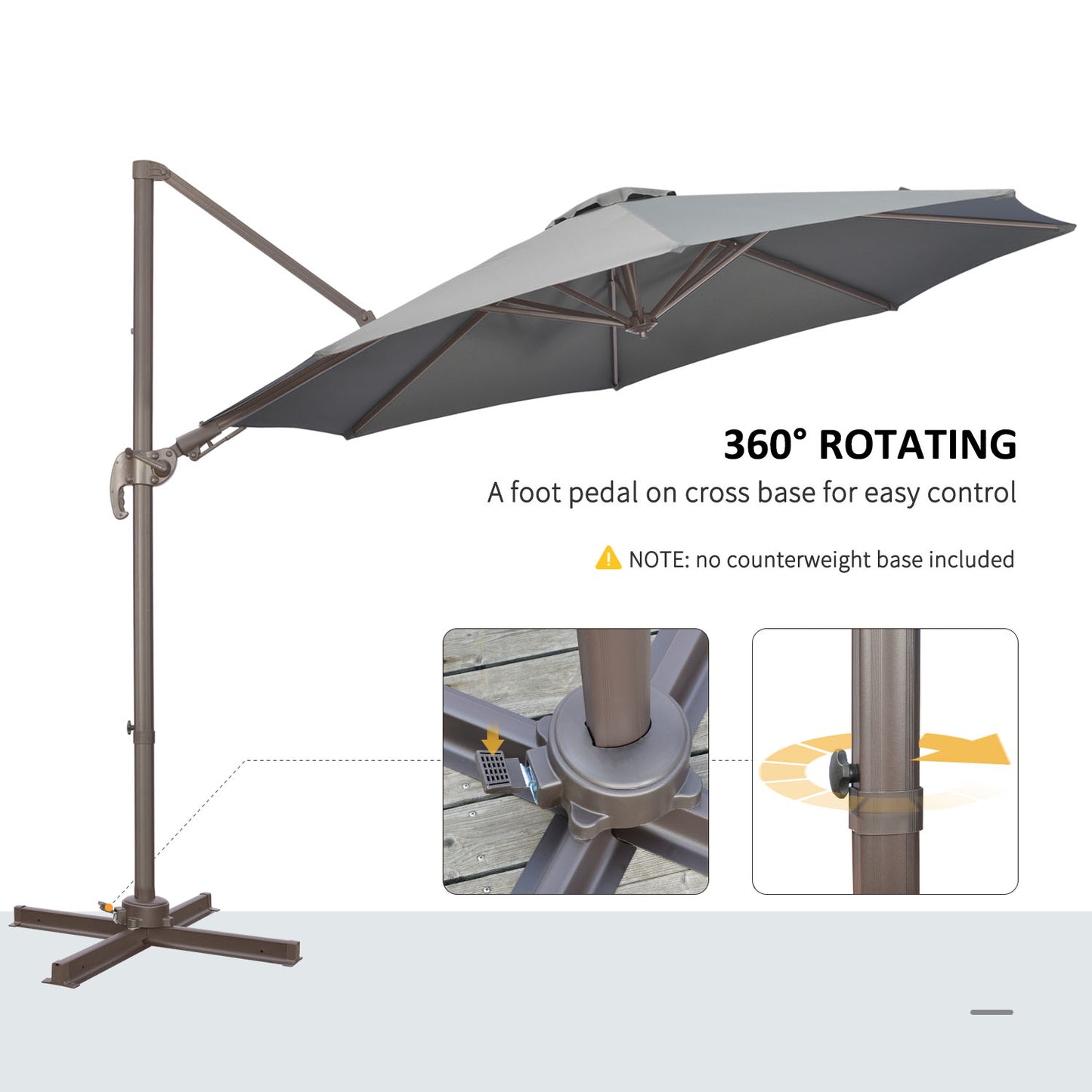 3(m) Cantilever Parasol 360° Rotation Roma Umbrella Hanging Sun