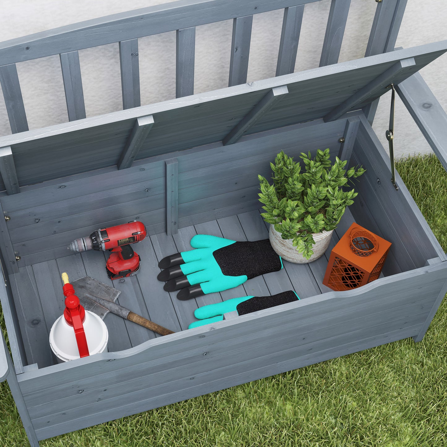 Two-Seater Garden Storage Bench