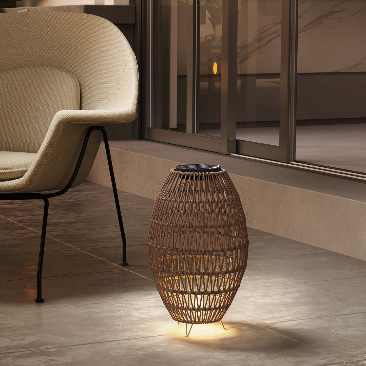 Rattan Solar Lamp, Garden Solar Lantern with Auto On/Off Light