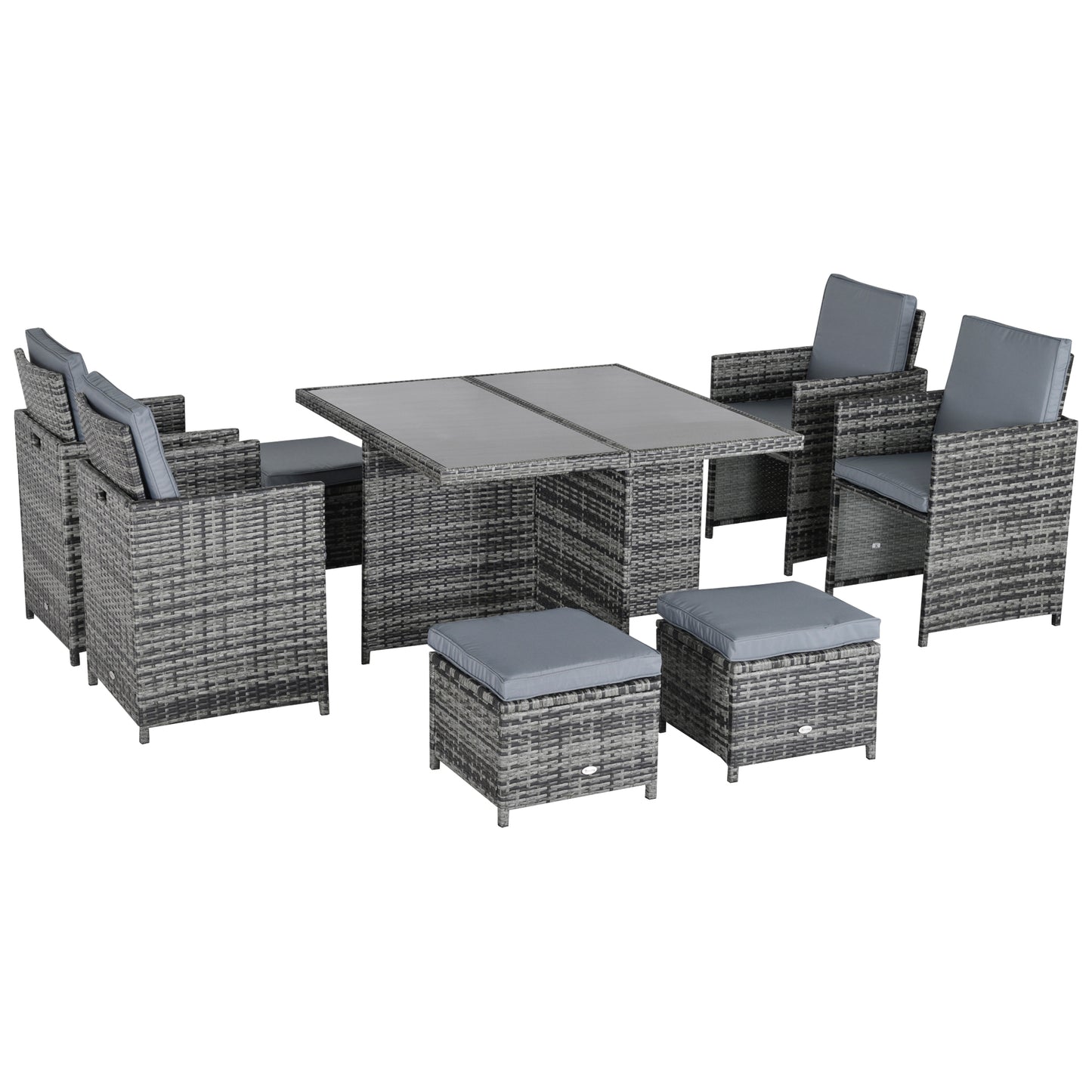 8-Seater Rattan Dining Set Garden Furniture Cushion Seat Woven Rattan