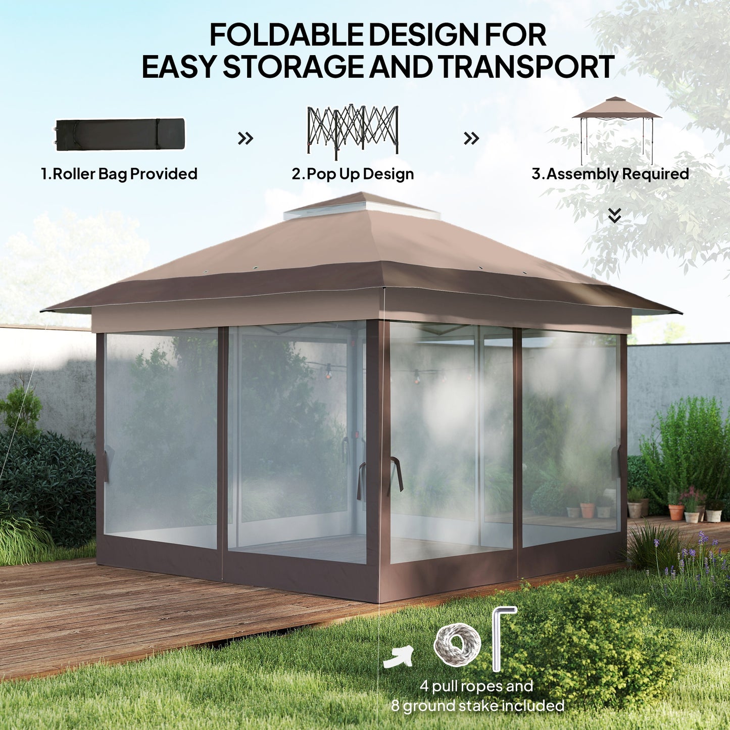 3.6 x 3.6 m Pop up Gazebo with Netting
