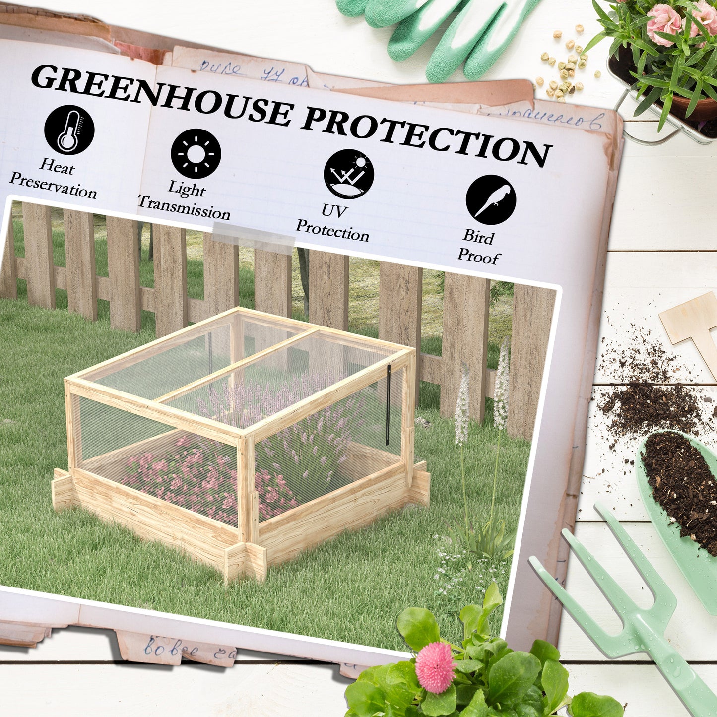 2-In-1 Wooden Greenhouse Planter Box