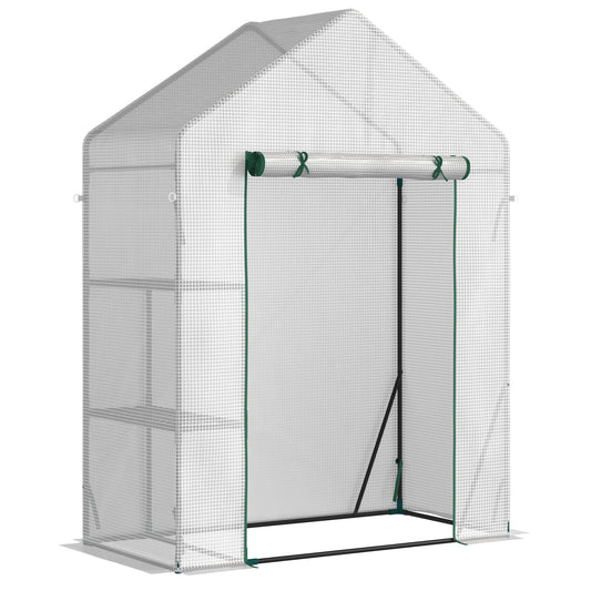 Walk In Greenhouse with 2 Tier Shelf