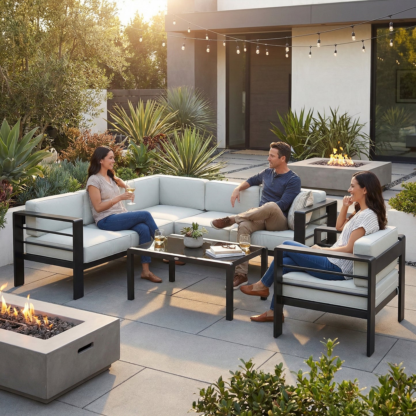 5-Piece Garden Corner Sofa Set with Cushions (1)