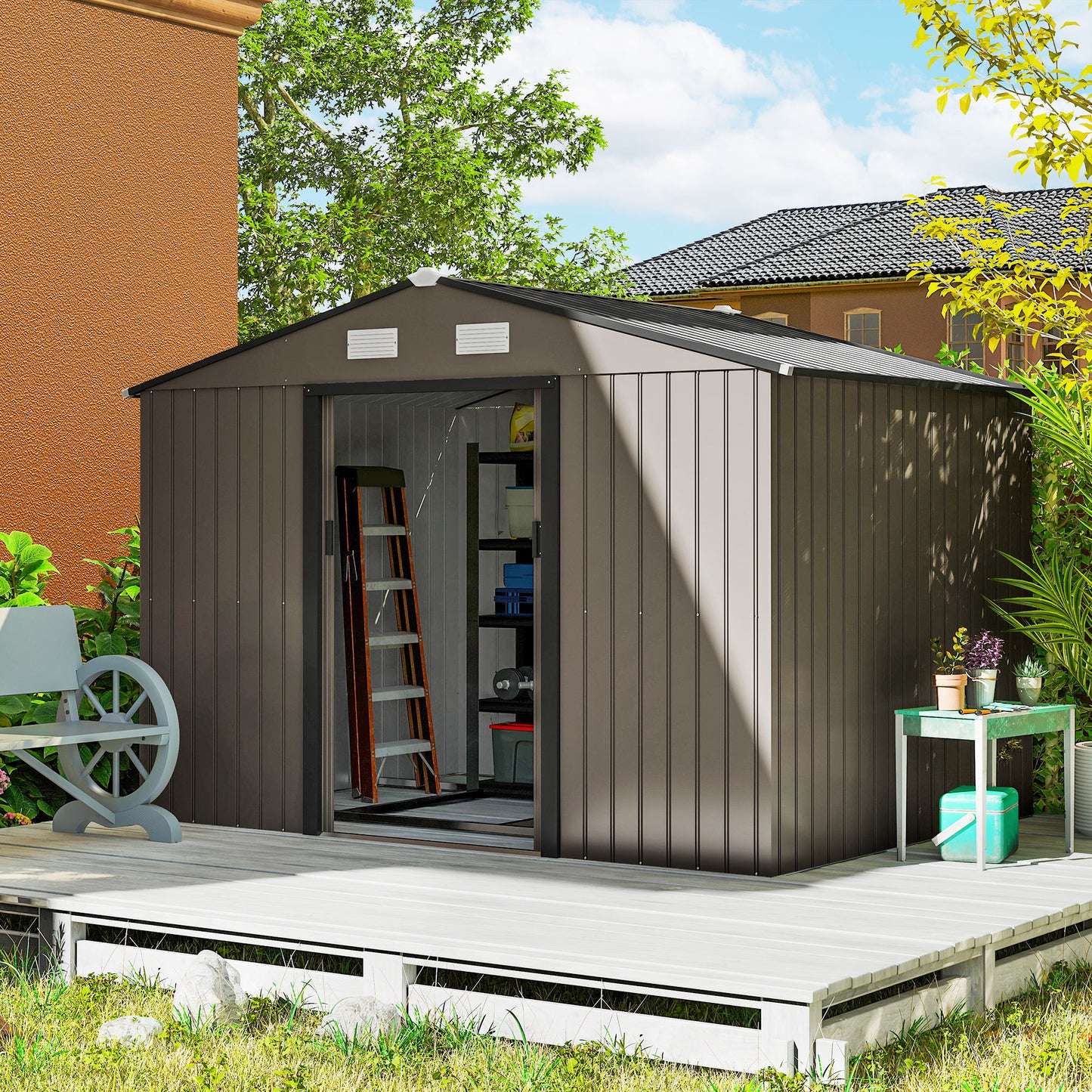 9 x 6FT Garden Metal Storage Shed Outdoor Storage Shed