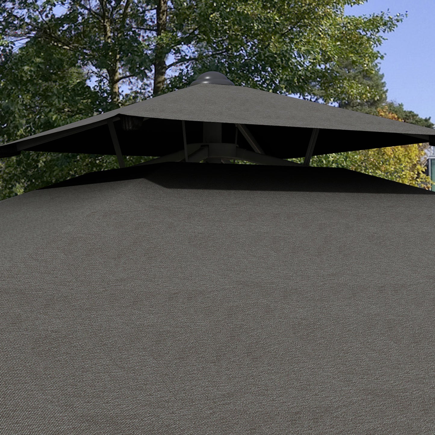 2.5m Square Double Top Garden Parasol Cantilever Umbrella with Ruffles