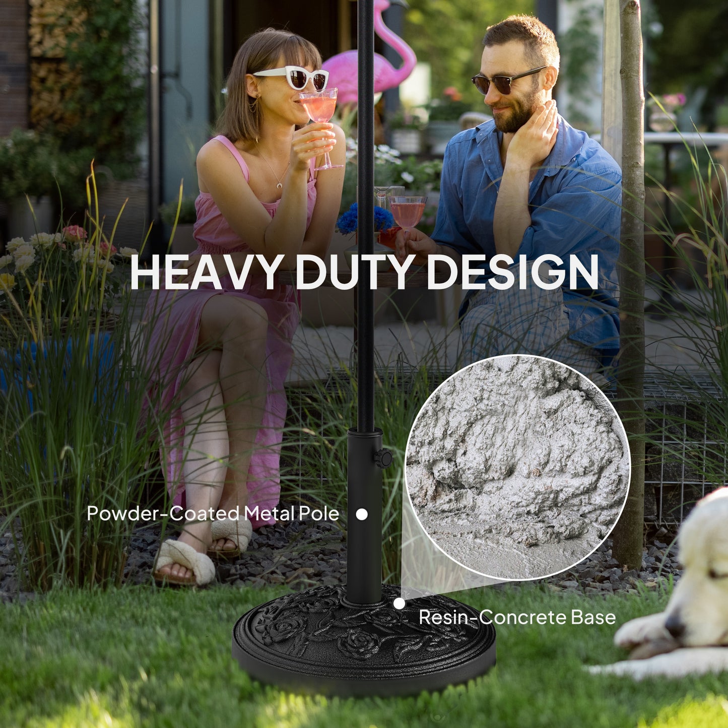 Parasol Base, Umbrella Base with Wheels Cast Iron Effect