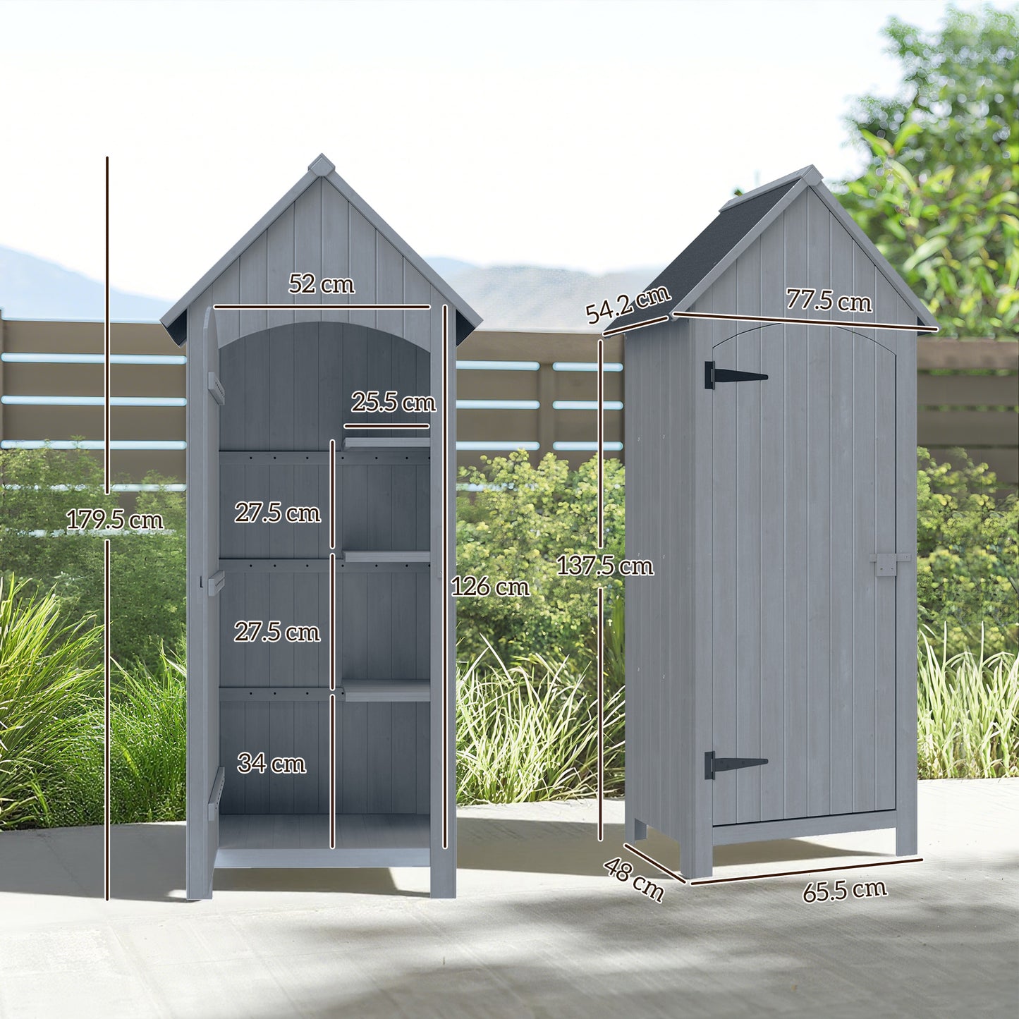 Wooden Garden Storage Shed with 3 Shelves