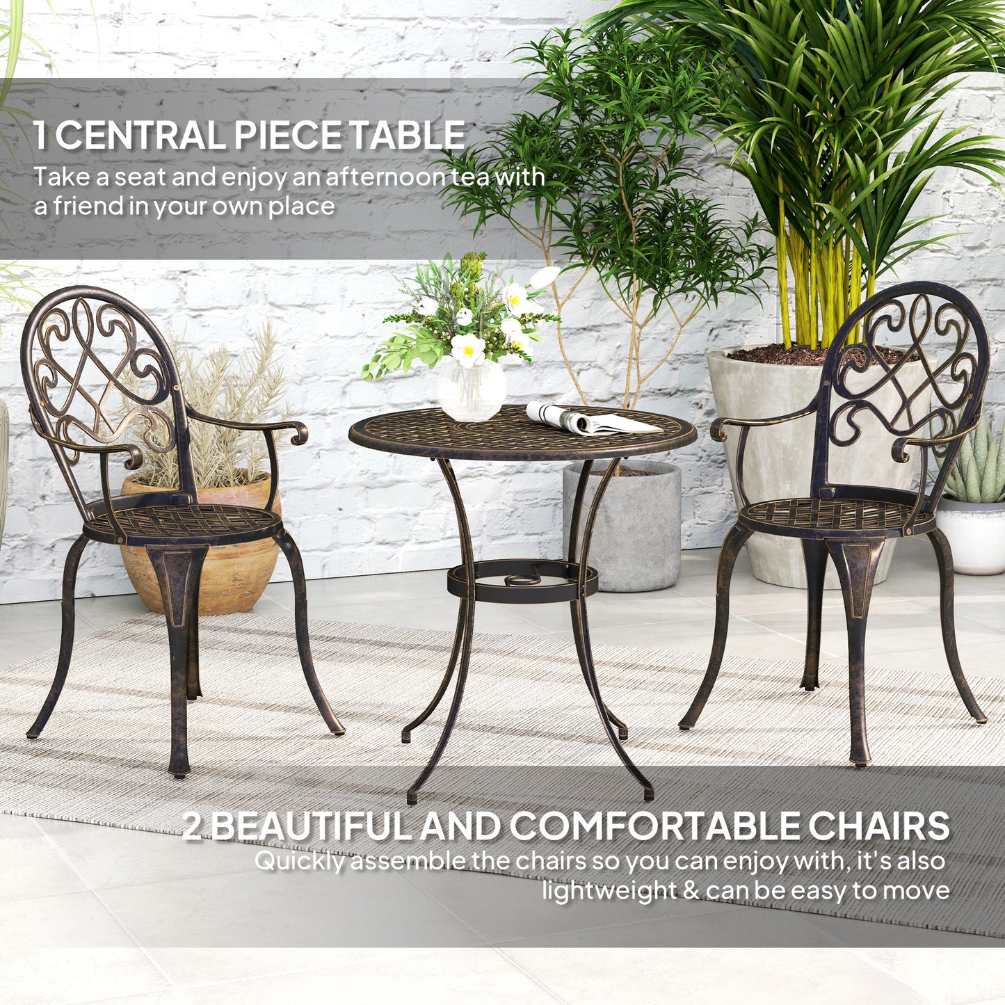 Three-Piece Elegant Aluminium Garden Set