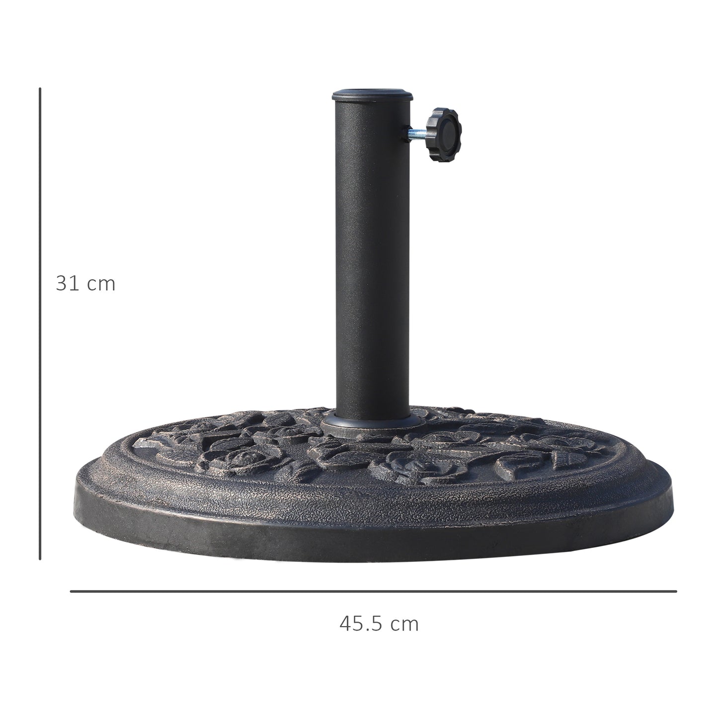9kg Garden Parasol Base, Round Resin Cast Iron Effect Sun Umbrella