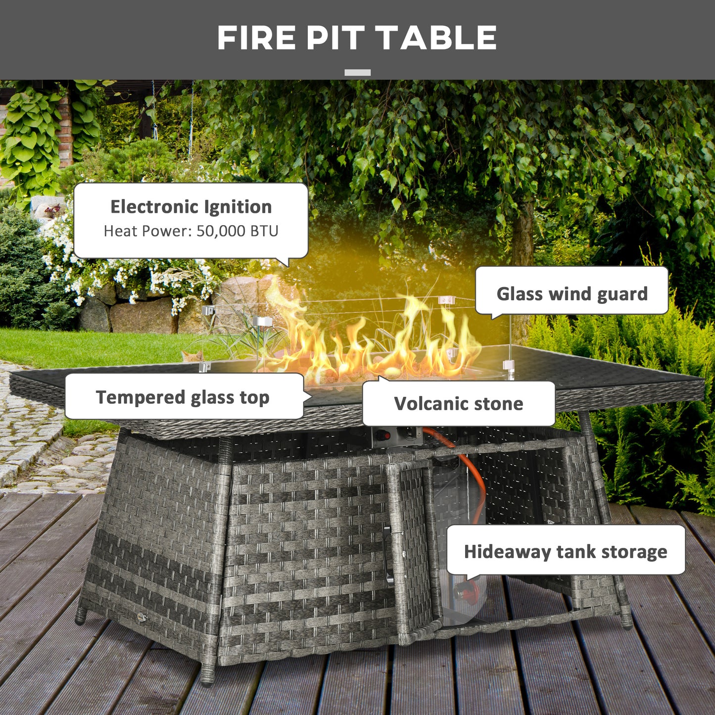 All-Season Fire Pit Patio Furniture Set Wicker Sofa Set