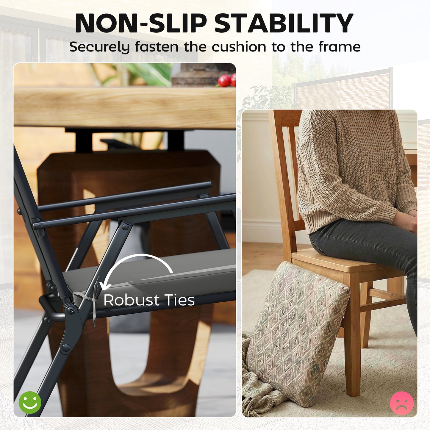 Set of 6 Outdoor Seat Cushions with Machine Washable Cover