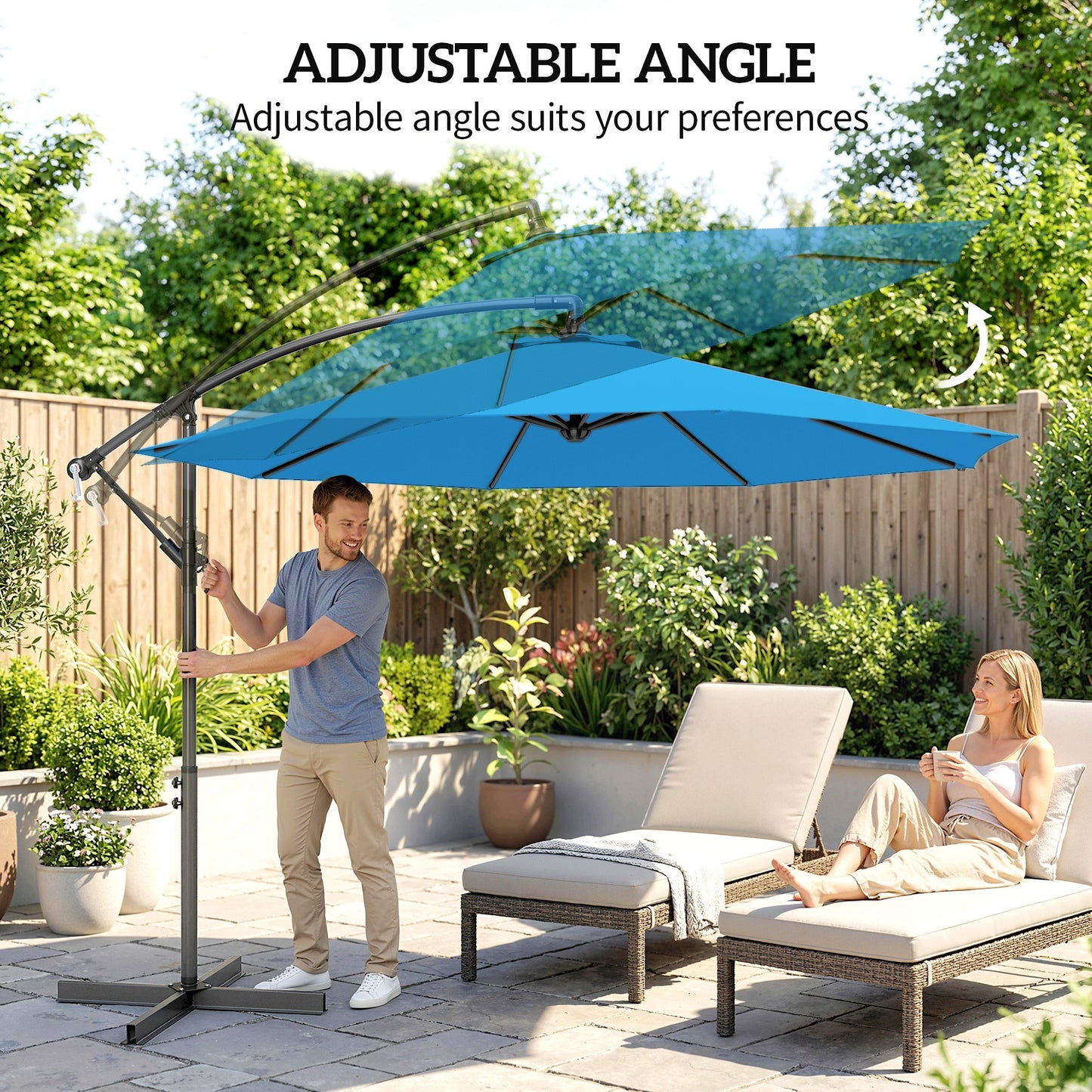3m Overhanging Cantilever Parasol, with Cross Base (4)