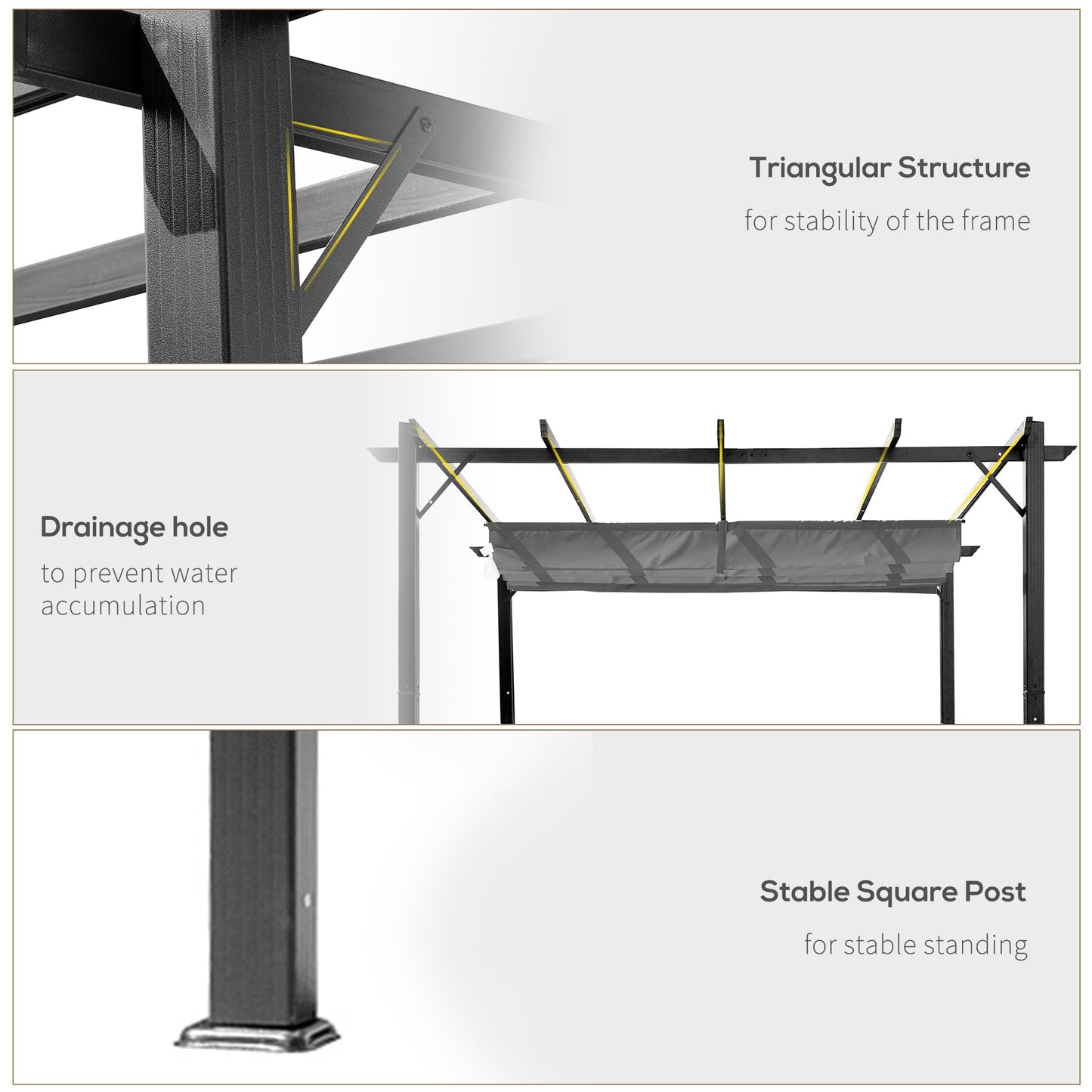 3 x 3 m Aluminum Gazebo, with Retractable Roof
