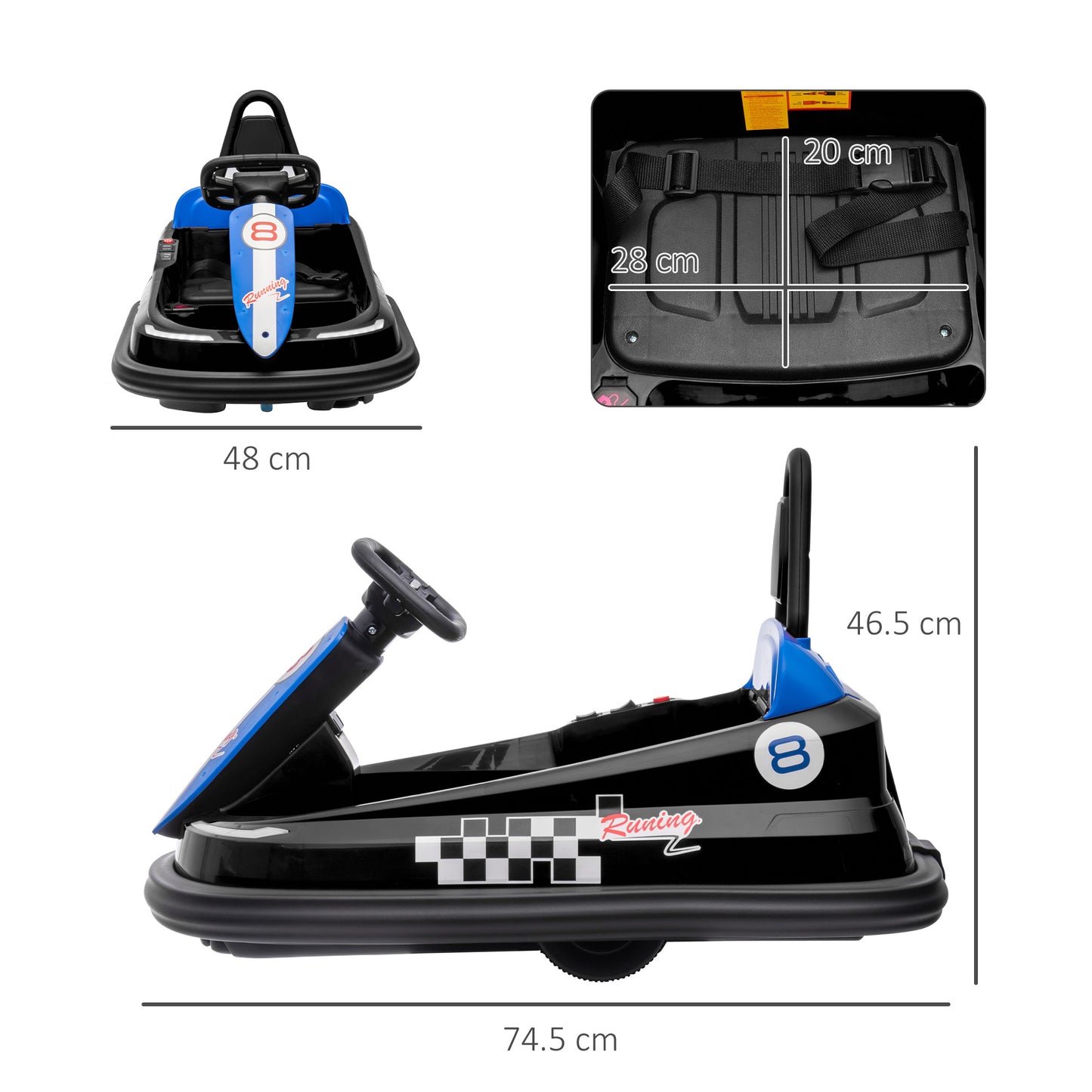 6V Electric Kids Bumper Car, 6V Spin Waltz Car, with Music, Horn