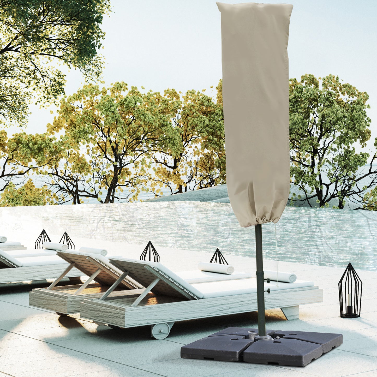 Outdoor Cantilever Umbrella Cover with Rod, Zipper