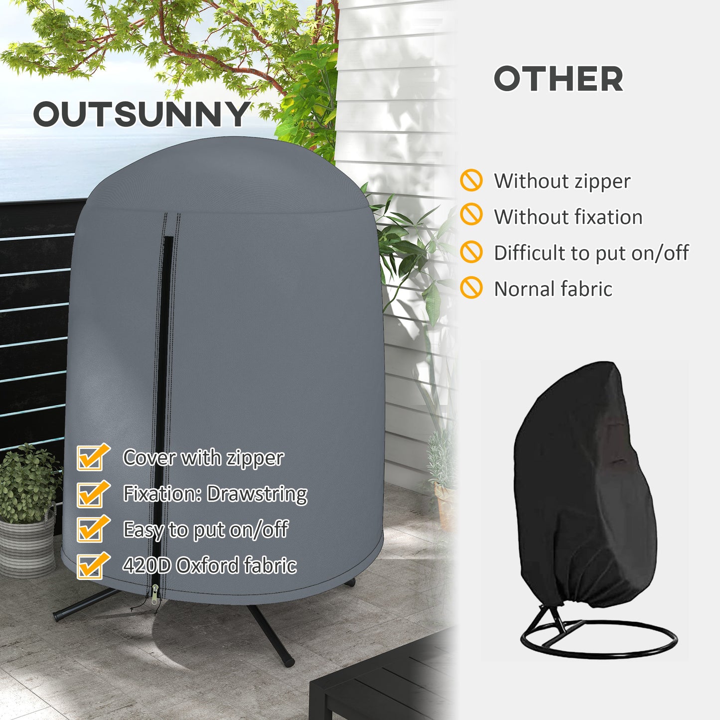 190 x Φ128cm Hanging Egg Chair Furniture Cover