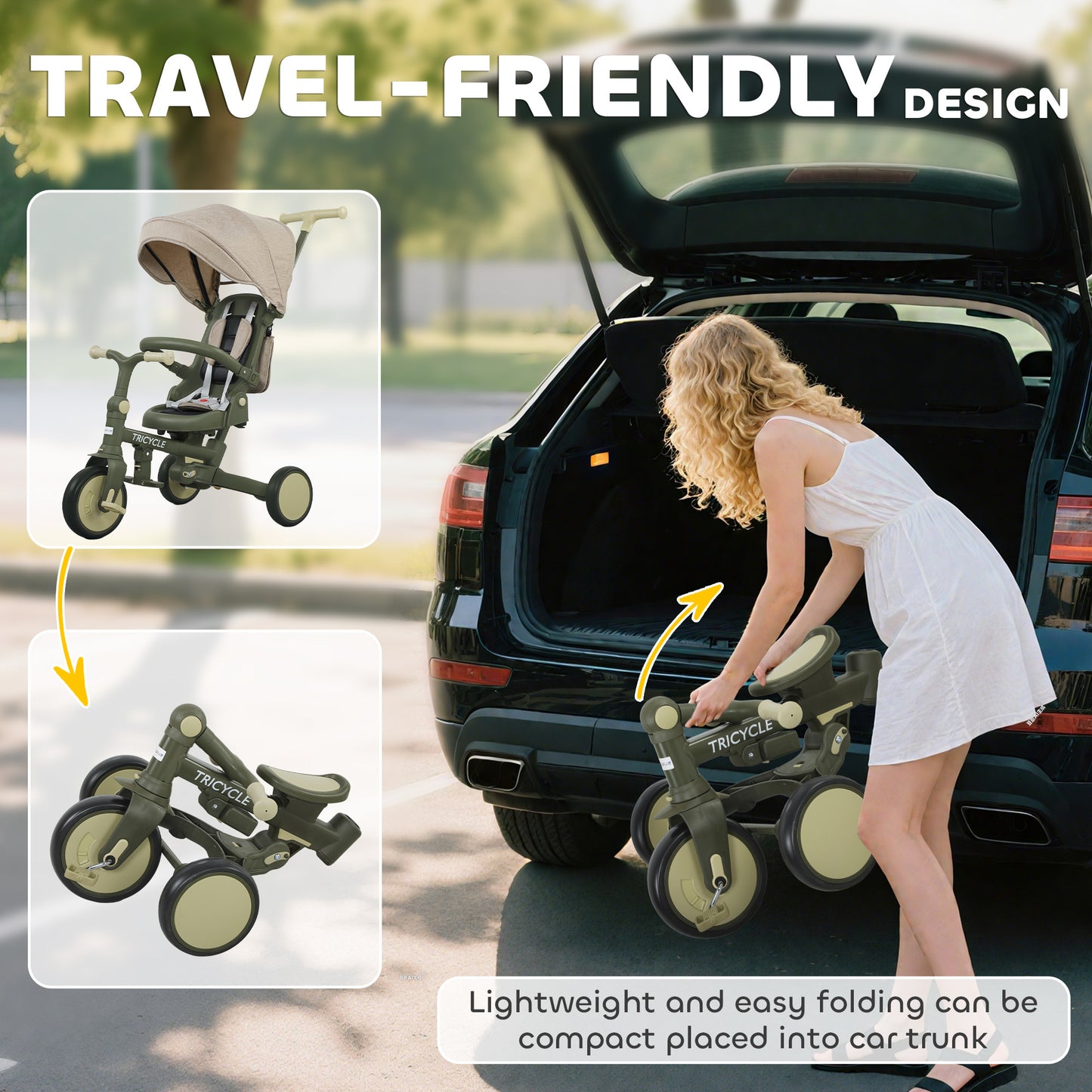 5 in 1 Kids Trike with Adjustable Backrest
