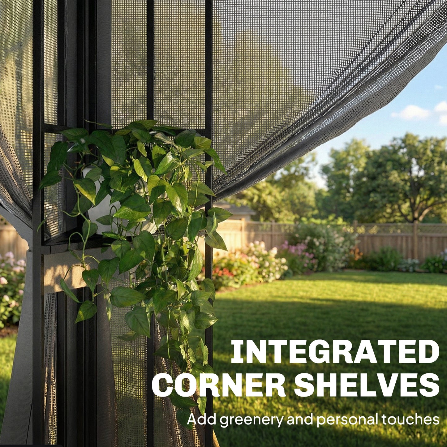 3 x 3.6 m Outdoor Garden Gazebo with Post Shelves