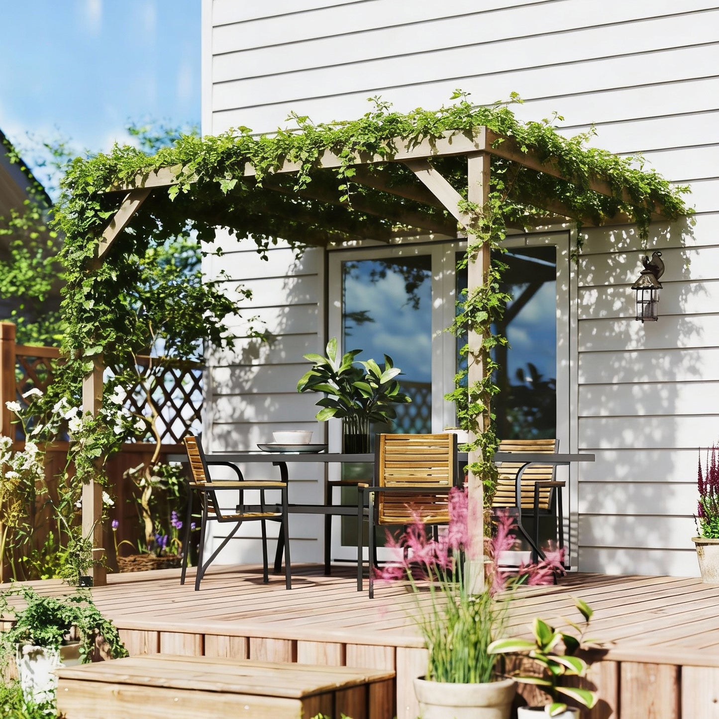 Lean-To Wooden Pergola Kit (1)