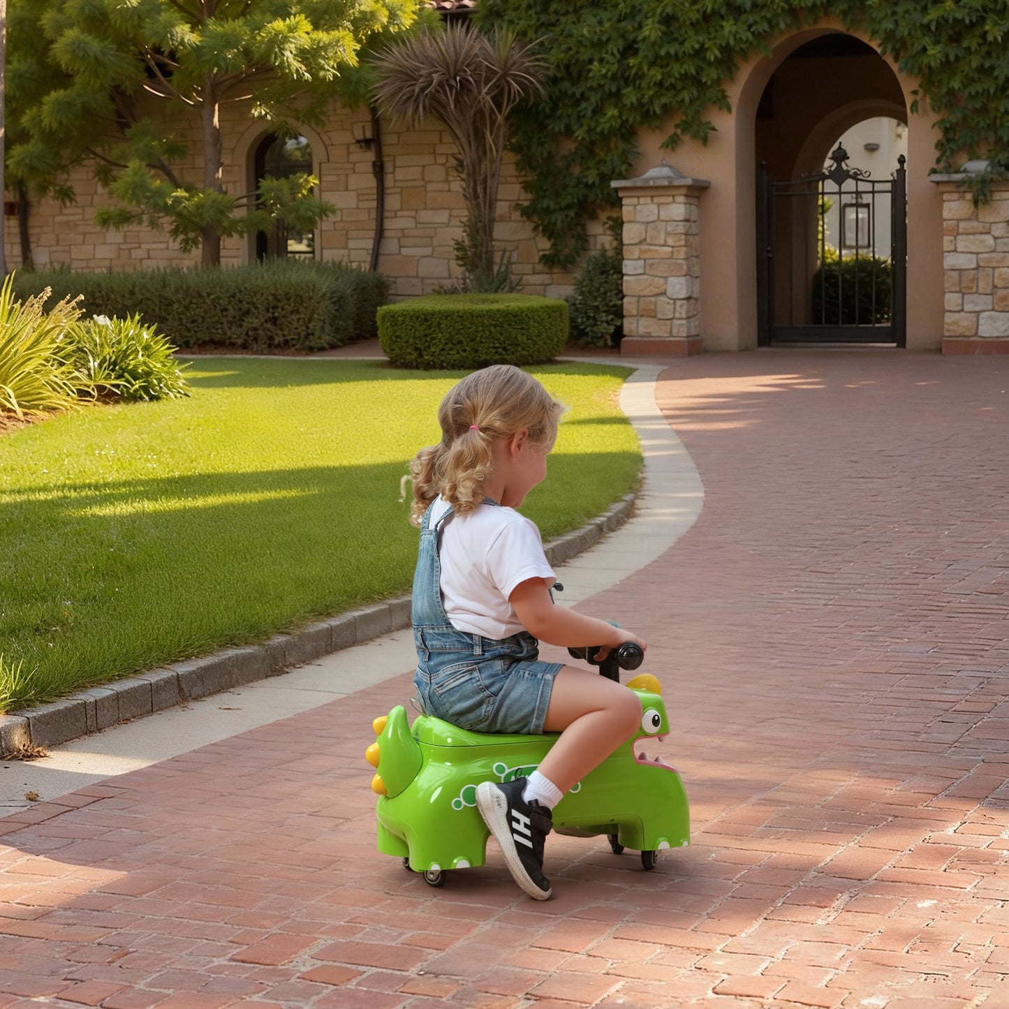 Kids Ride On Car, Dinosaur Foot to Floor Slider with Storage