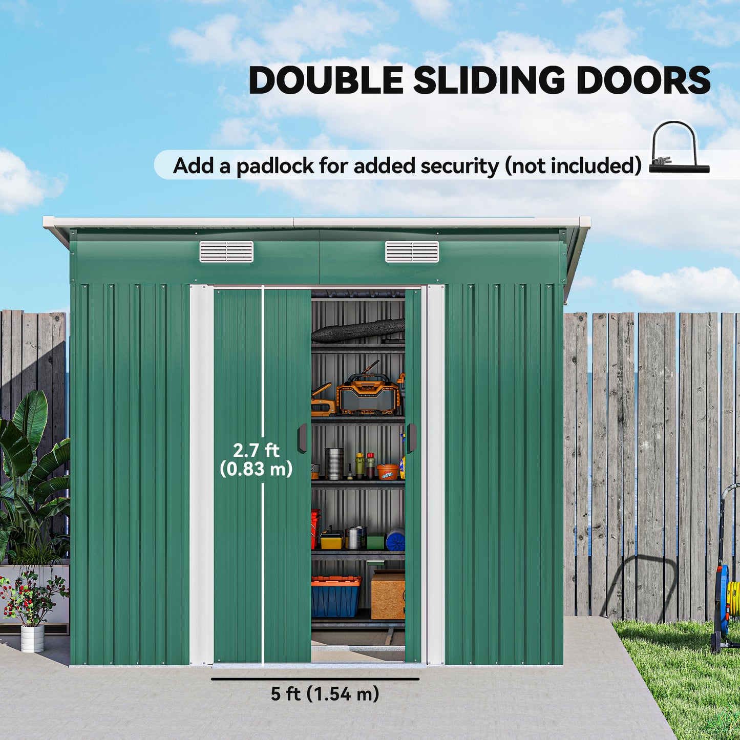 7 x 4ft Outdoor Storage Shed with Foundation Kit