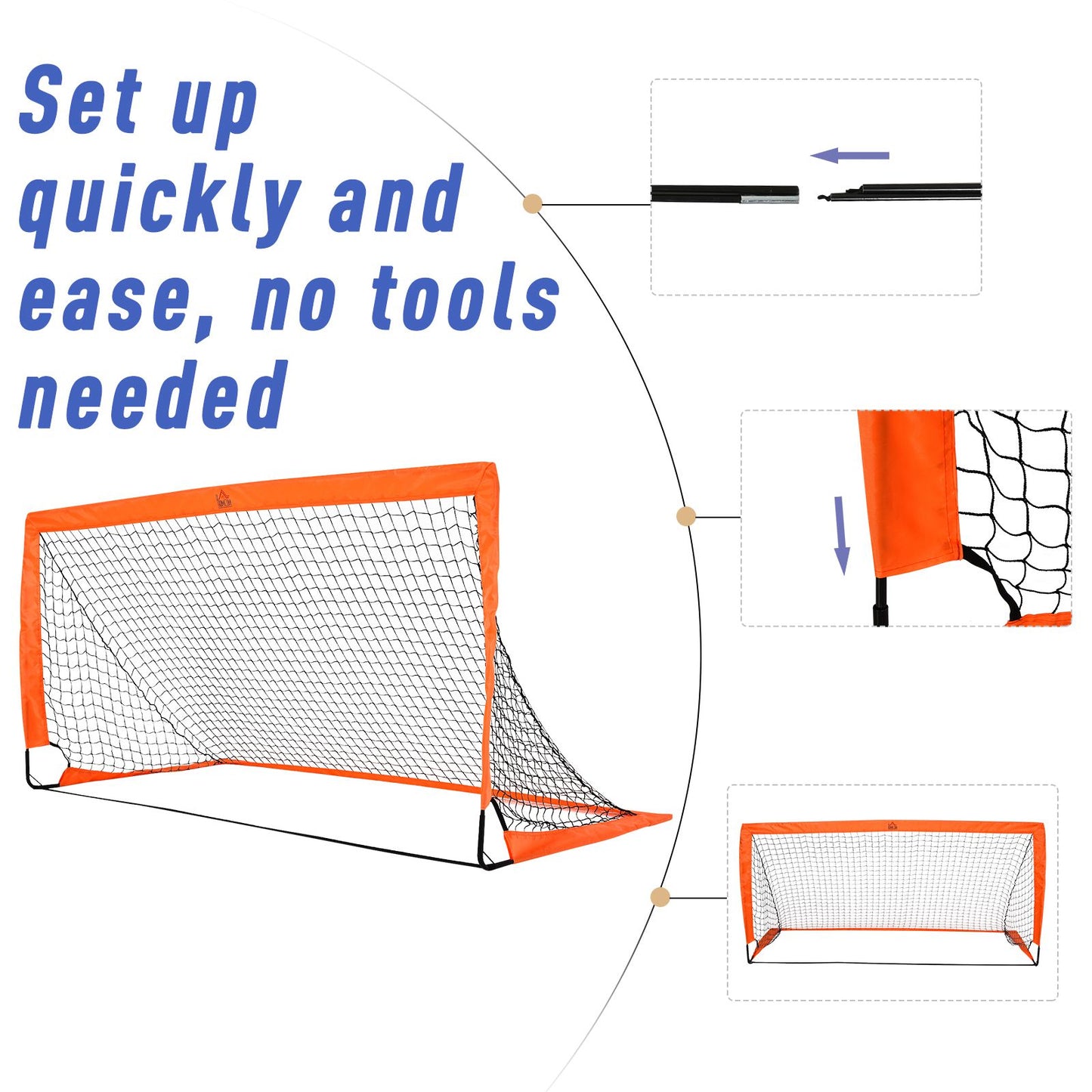 Set of 2 Football Goal Net 6 x 3 ft Foldable Outdoor Sport Training