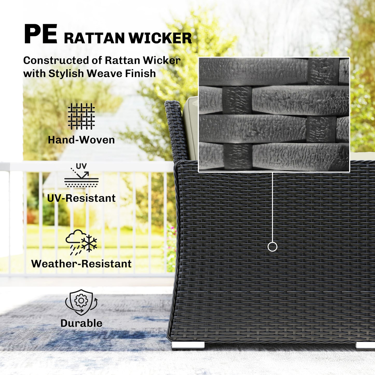 7 Pieces PE Rattan Garden Furniture Set, 50
